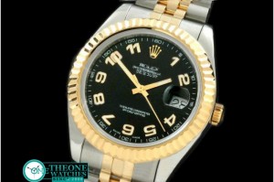 Rolex - SS/YG Jubile Fluted Black Gold Num Asian Eta 2836-2