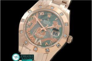 Rolex - 2011 Flora 12-Diam RG M-Green Swiss Eta 2836-2