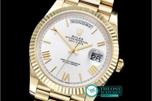 Rolex - DayDate 40mm Flt YG/YG Silv Wht Roman Noob A3255 Mod