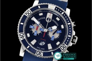 Ulysse Nardin - Maxi Marine Chronograph Blue SS/RU Black Jap OS20 Qtz