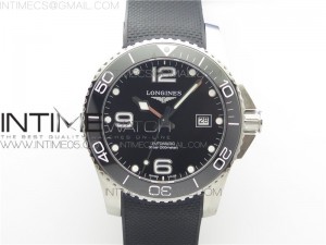 Conquest L3.840.4.56.6 Real Ceramic Bezel SS ZF 1:1 Best Edition Black dial On Rubber Strap A2824