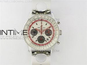 Navitimer B01 Chronograph 43 TWA Edition SS AIF White Dial on Air Racer Bracelet A7750