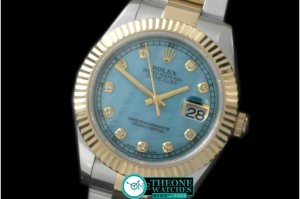 Rolex - SS/YG Oyster Fluted M-Blue Diam Asian Eta 2836-2