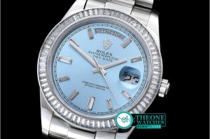 Rolex - DayDate 41mm SS/SS Pres Baug Blue Stk Diam Asia 3255