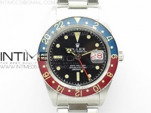 Vintage GMT Master Blue/Red Bezel Black Dial Style01 on SS Bracelet A2836