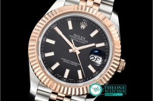 Rolex - DJ2 41mm Jub Flt RG/SS Black Stick BP Swiss 2836
