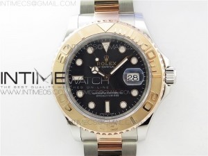 Yacht-Master 116621 D1F Black Dial on Rose Gold Wrapped SS/RG Bracelet A2836