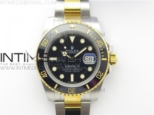 Submariner 116613 LN SS/YG Black DIF 1:1 Best Edition 18K Wrapped gold SS/YG Case and Bracelet A2824