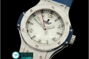 Hublot - Big Bang 38mm SS/Diam/Ru Diam Bez White Swiss Qtz