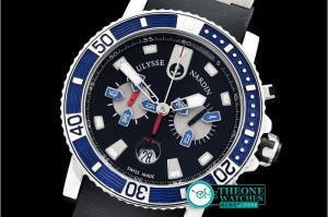 Ulysse Nardin - Maxi Marine Chronograph Blue SS/BRU Black Jap OS20 Qtz