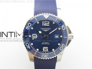 Conquest L3.840.4.56.6 Real Ceramic Bezel SS ZF 1:1 Best Edition Blue dial On Rubber Strap A2824