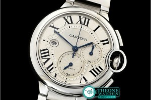 Cartier - Balon Bleu Chronograph 47mm SS/SS White ZF Asia 7750