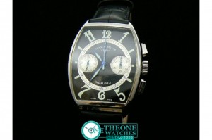 FRANCK MULLER CASABLANCA CHRONOGRAPH BLACK-SILVER LEATHER