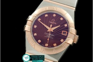 Omega - Double Eagle Midsize Auto SS/RG Brown Diam Asian