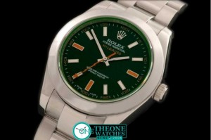 Rolex - 2007 Milguass SS Black (Green Tint) - Swiss ETA