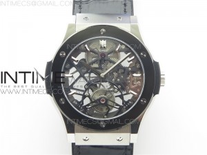 Classic Fusion Tourbillion JBF SS Black dial Ceramic Bezel on Leather Strap HUB6010
