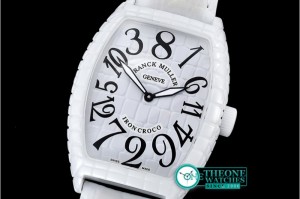 Franck Muller - FM Crazy Hours Jumbo Wht/Blk CER/LE Iron Croco A2813