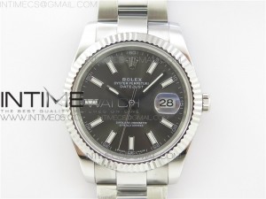 DateJust 126334 SS Noob 1:1 904L Best Edition Gray Dial Stick Markers on SS Bracelet A3235