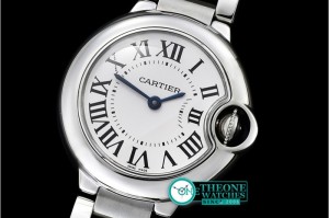 Cartier - Balon Bleu Ladies SS/SS White Roman V6F Swiss Qtz