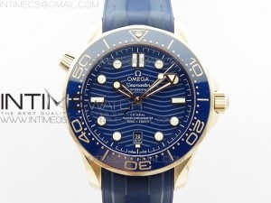 2018 Seamaster Diver 300M RG Blue Ceramic VSF 1:1 Best Edition Blue Dial on Blue Rubber Strap A8801