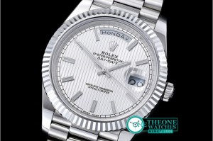 Rolex - DayDate 40mm SS/SS White Tux Fluted Noob A3255 Mod