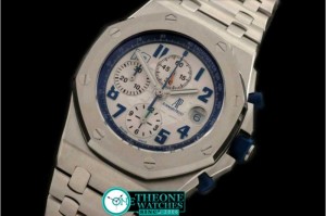 AUDEMARS PIGUET - Royal Oak Chronograph SS/SS Wht/Blue A-7750 Sec@12