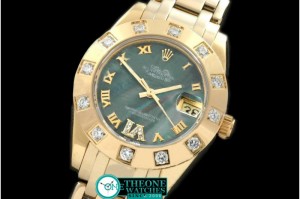 Rolex - FG 12 Diam Bez M-MOP Green Roman Swiss Eta