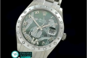 Rolex - 2011 Flora Oyster/Diam SS Matt Green Swiss Eta 2836-2