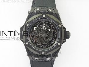 Big Bang Sang Bleu Ti WWF 1:1 Best Edition Blue Skeletonal Dial On Blue Gummy Strap Asian HB1213