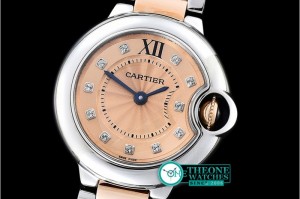 Cartier - Balon De Bleu Ladies 33mm RG/SS Salmon Diams V6F Swiss