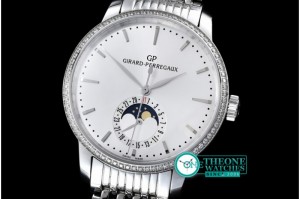 GIRARD-PERREGAUX - 1966 Full Calendar SS/SS White Diam M-9015