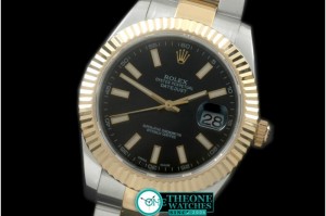 Rolex - SS/YG Oyster Fluted Black Sticks Asian Eta 2836-2