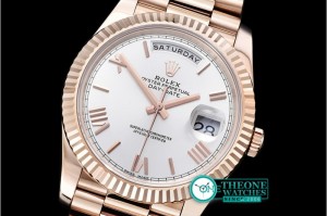 Rolex - DayDate 40mm Flt RG/RG Silv Wht Roman Noob A3255 Mod