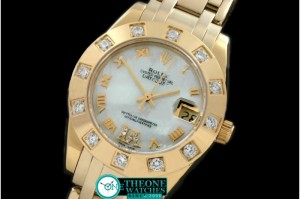 Rolex - FG 12 Diam Bez M-White Roman Swiss Eta