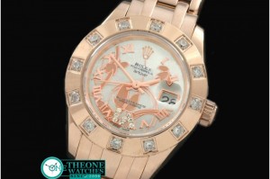 Rolex - 2011 Flora 12-Diam RG P-White Swiss Eta 2671-2