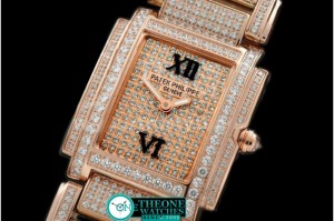Patek Philippe - Ladies 24 Hours RG Full Diamonds Dial/Bracelet Swiss Quartz