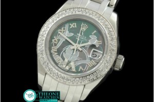 Rolex - 2011 Flora 2Diam SS M-Greem Swiss Eta 2671-2