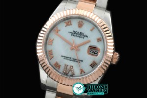 Rolex - SS/RG Oyster Fluted M-White Roman Asian Eta 2836-2