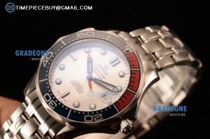 Omega - Seamaster 1:1 Original 300m Commander Limited Edition Diver SS White Dial Ceramic Bezel On SS Bracelet