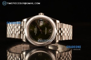 Rolex Datejust 37mm Swiss ETA 2836 Automatic Steel Case with Jubilee Steel Bezel Green Dial Roman Steel Bracelet