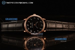 BlancPain Villeret Miyota 9015 Automatic Rose Gold Case with Black Dial Arabic and Black Leather Strap (EF)
