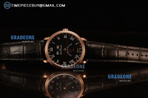 BlancPain Villeret Miyota 9015 Automatic Rose Gold Case with Black Dial Roman and Black Leather Strap (EF)