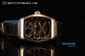 Franck Muller Vanguard Miyota Automatic Copy Tourbillon Steel Case With Skeleton Dial Leather/Rubber Strap