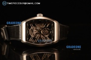 Franck Muller Vanguard Miyota Automatic Copy Tourbillon Steel Case With Skeleton Dial Leather/Rubber Strap