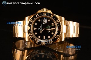 Rolex GMT-Master II Swiss ETA 2836 Automatic Yellow Gold Case With Ceramic Bezel Black Dial 116718 BK